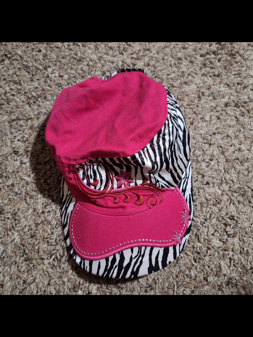 KBethos Y2K Pink Zebra Floral Embroidered Hat 100% Cotton